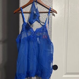 Elegant Blue Lace Lingerie Set